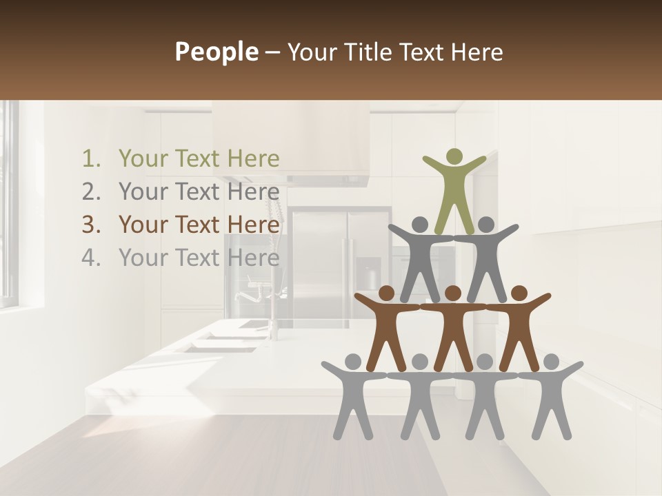 A White Kitchen With A Wooden Counter Top PowerPoint Template