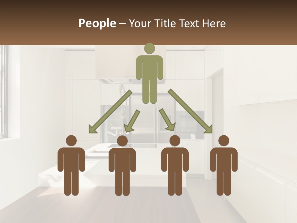 A White Kitchen With A Wooden Counter Top PowerPoint Template