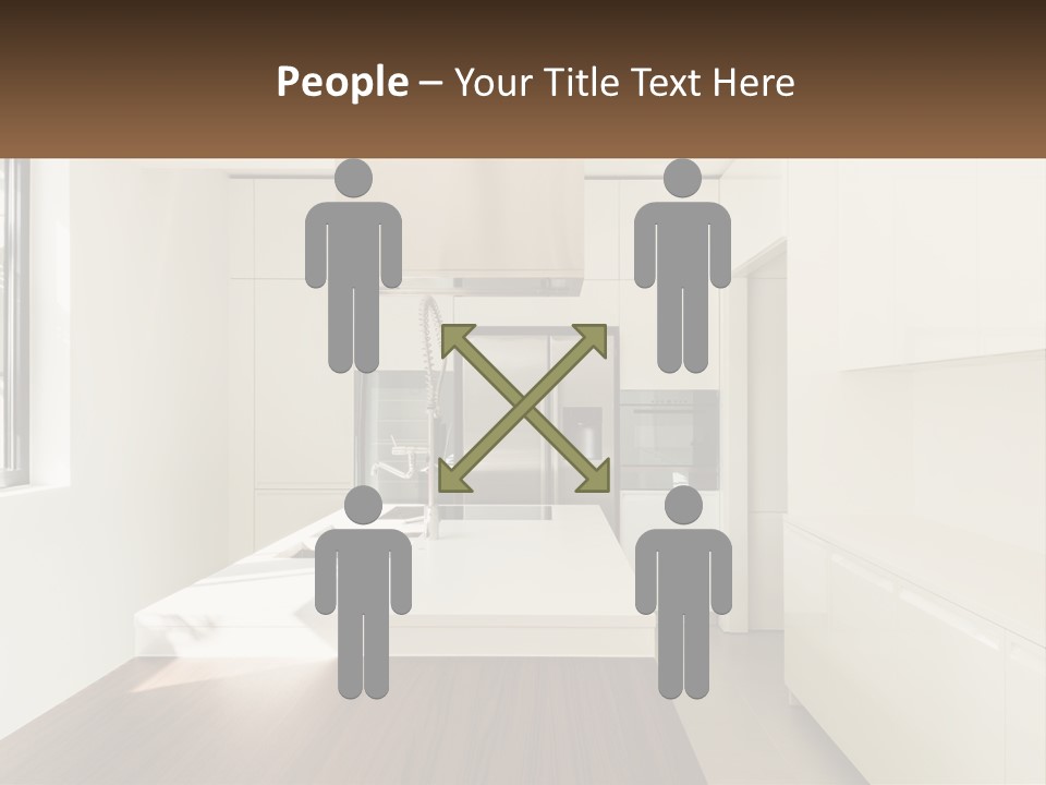 A White Kitchen With A Wooden Counter Top PowerPoint Template