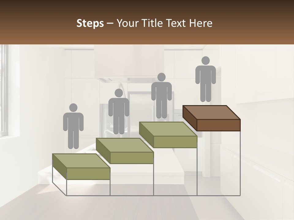 A White Kitchen With A Wooden Counter Top PowerPoint Template