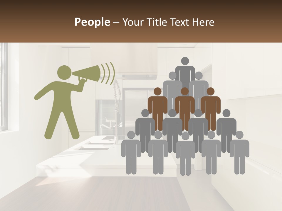 A White Kitchen With A Wooden Counter Top PowerPoint Template