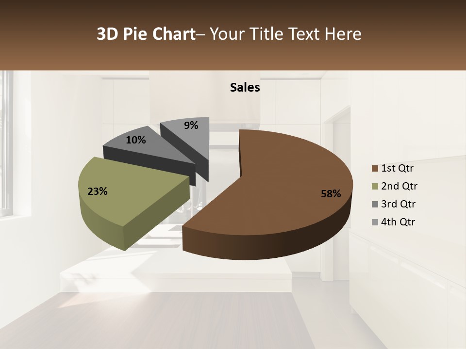 A White Kitchen With A Wooden Counter Top PowerPoint Template