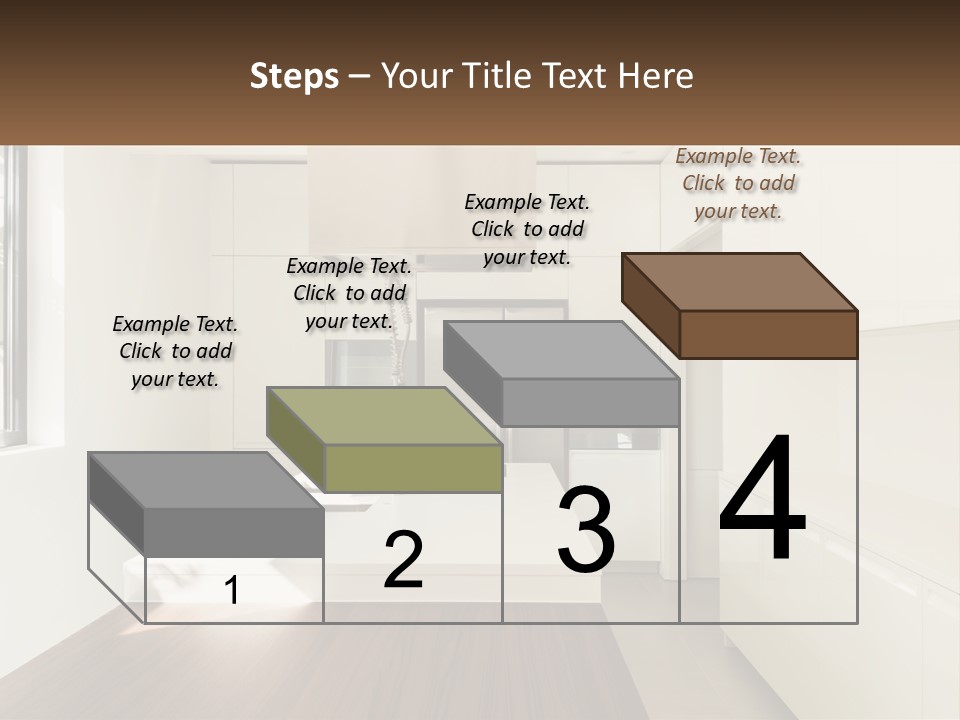 A White Kitchen With A Wooden Counter Top PowerPoint Template