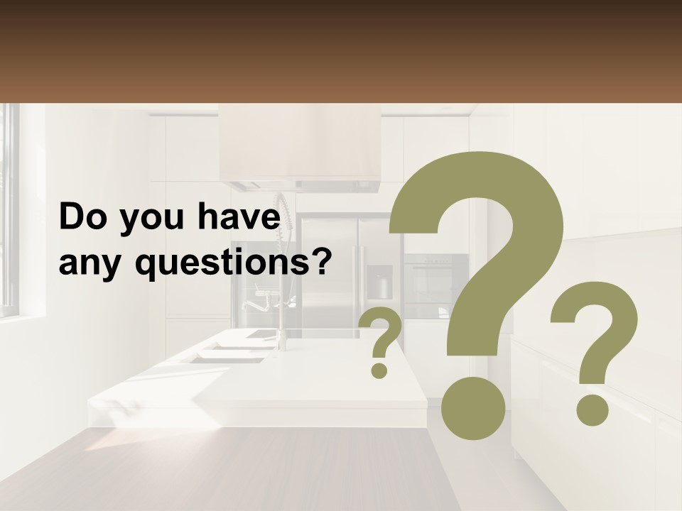 A White Kitchen With A Wooden Counter Top PowerPoint Template