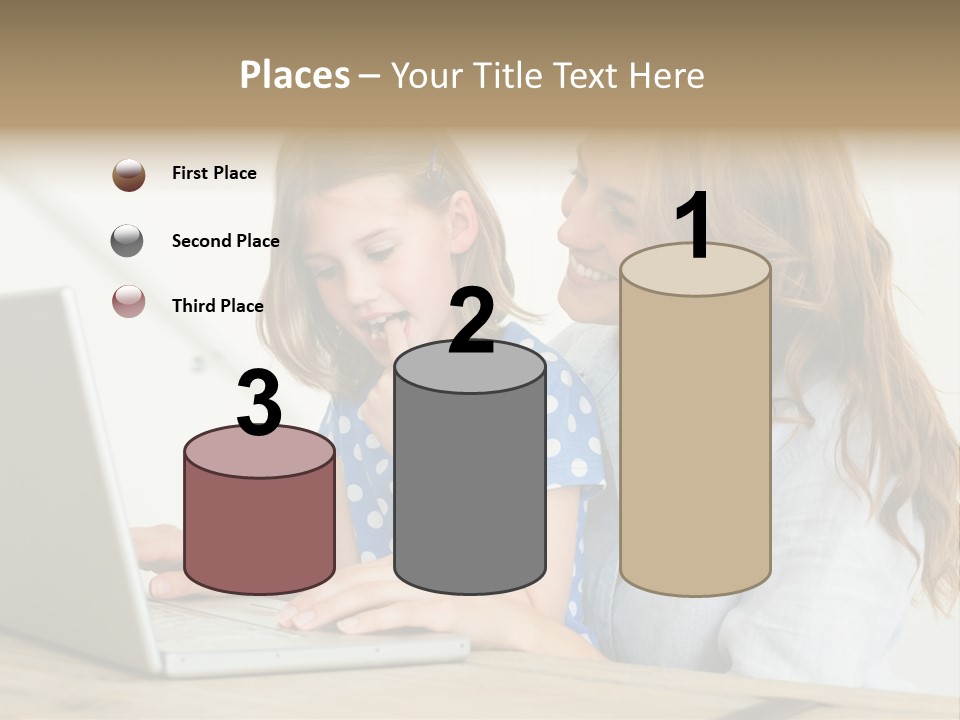 A Woman And A Little Girl Looking At A Laptop PowerPoint Template