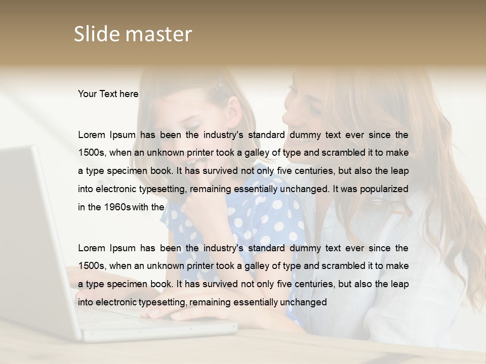 A Woman And A Little Girl Looking At A Laptop PowerPoint Template