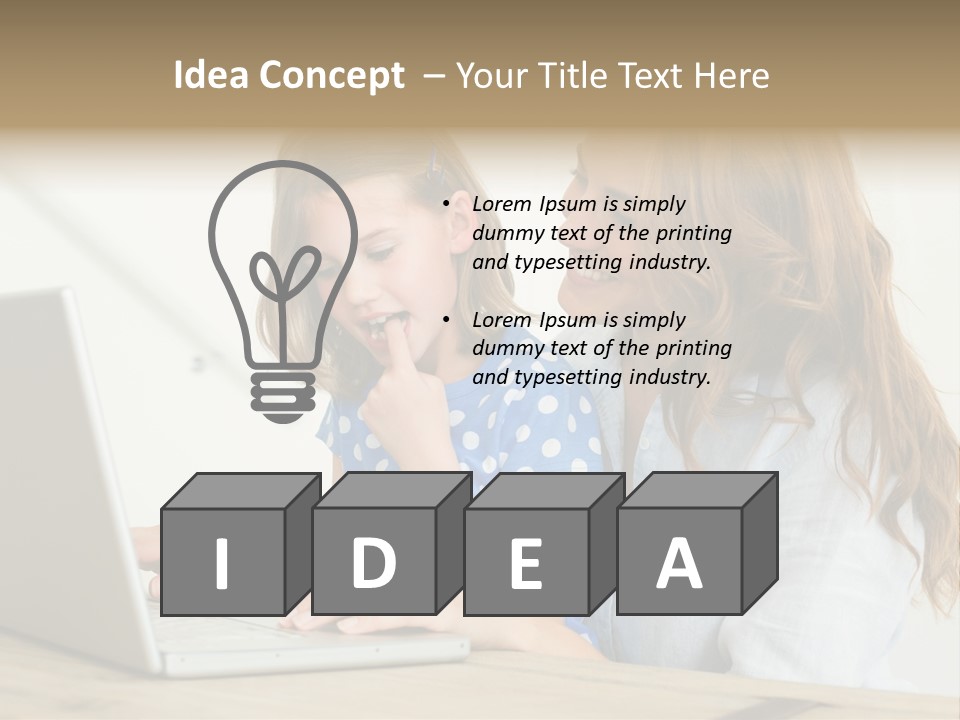 A Woman And A Little Girl Looking At A Laptop PowerPoint Template