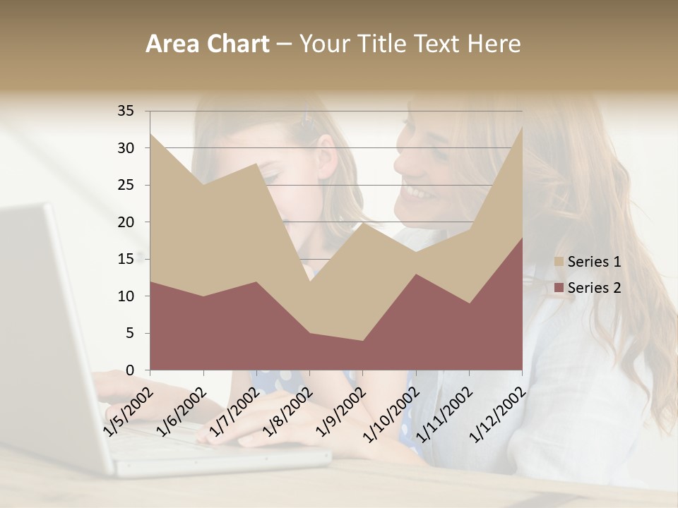 A Woman And A Little Girl Looking At A Laptop PowerPoint Template