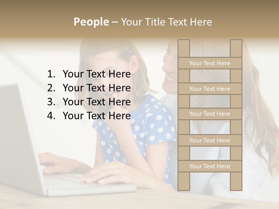 A Woman And A Little Girl Looking At A Laptop PowerPoint Template