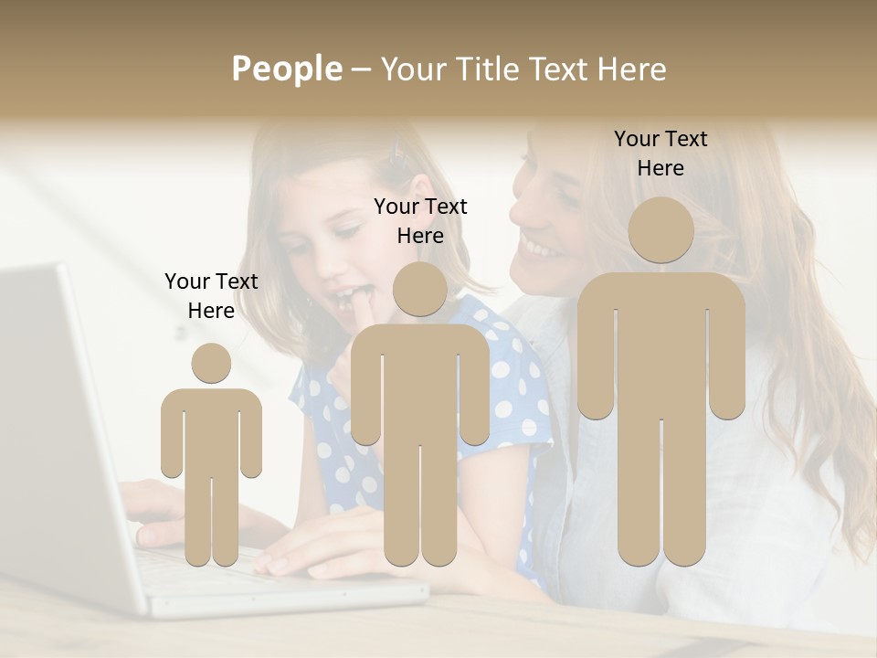 A Woman And A Little Girl Looking At A Laptop PowerPoint Template