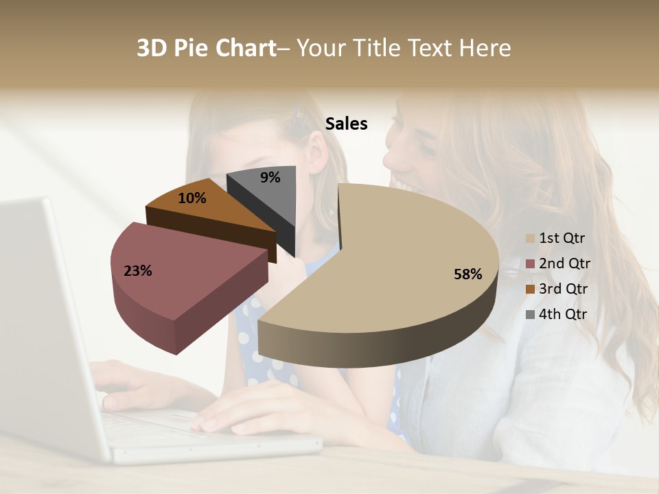 A Woman And A Little Girl Looking At A Laptop PowerPoint Template