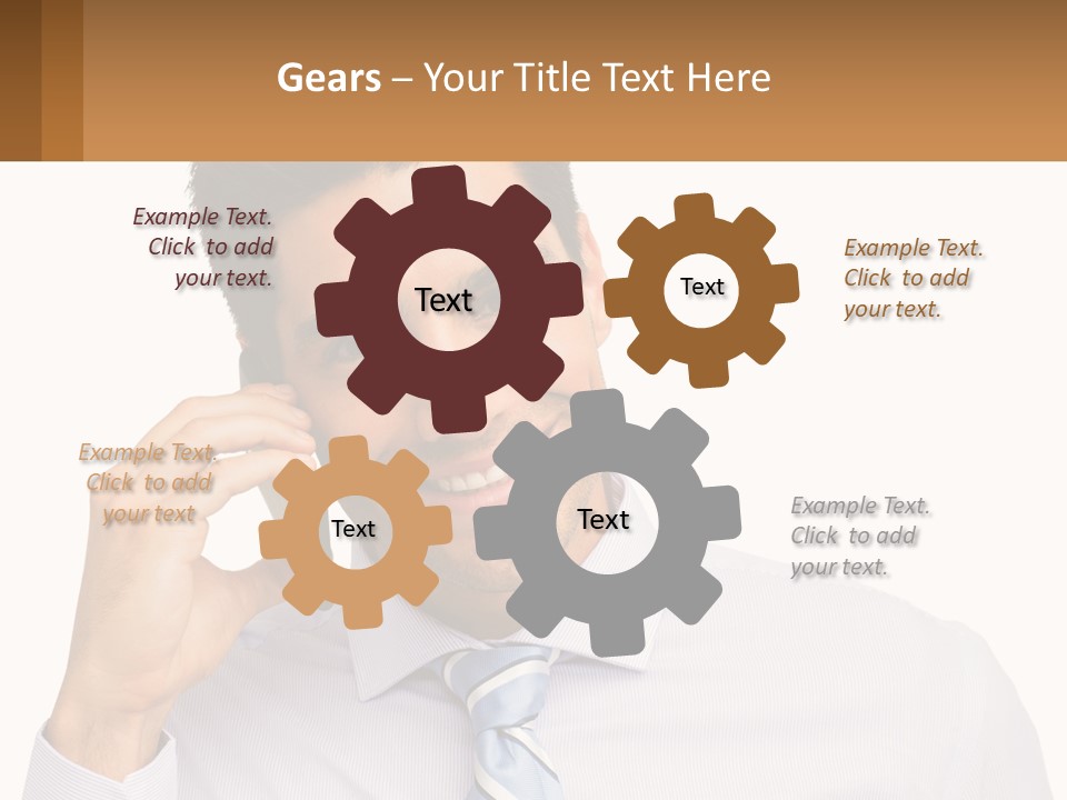 A Smiling Man Talking On A Cell Phone PowerPoint Template