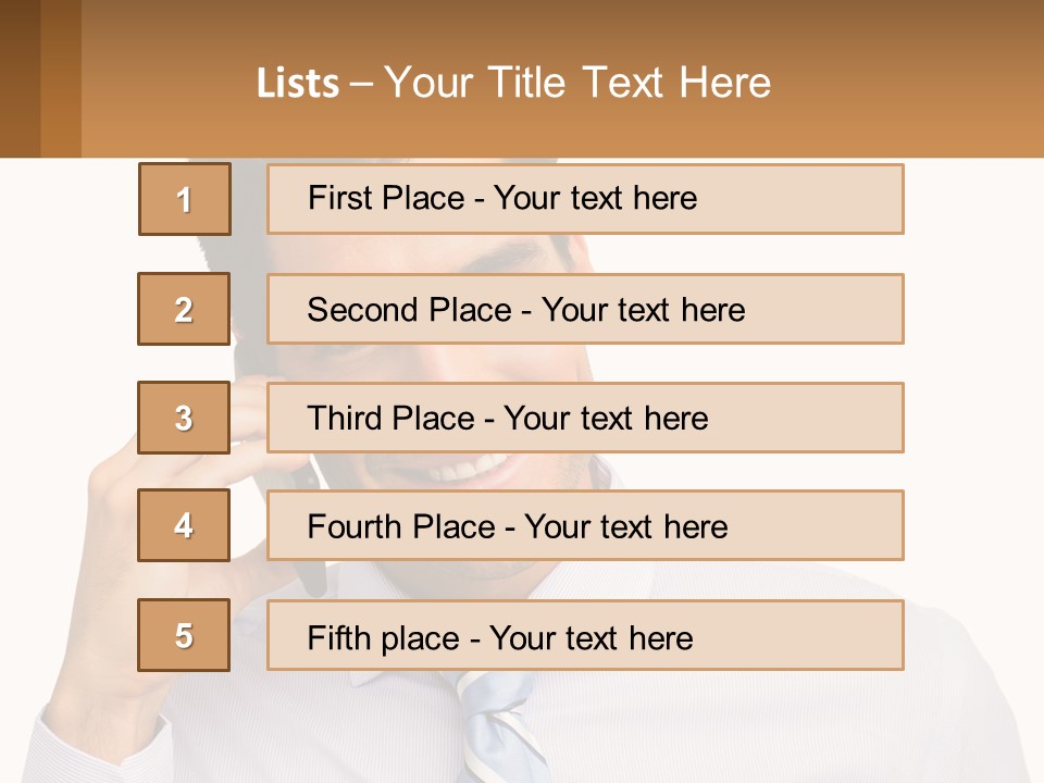 A Smiling Man Talking On A Cell Phone PowerPoint Template