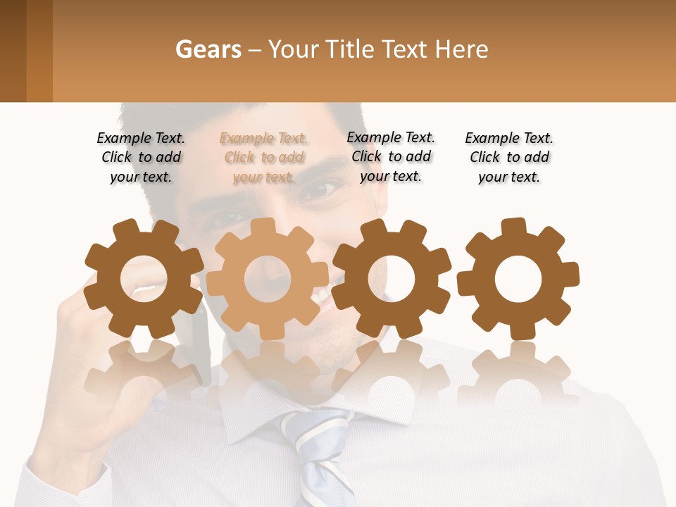 A Smiling Man Talking On A Cell Phone PowerPoint Template