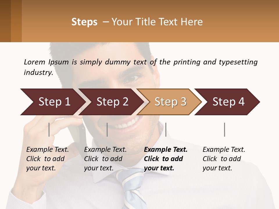 A Smiling Man Talking On A Cell Phone PowerPoint Template