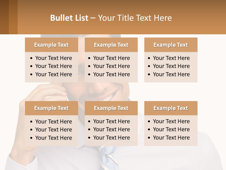 A Smiling Man Talking On A Cell Phone PowerPoint Template