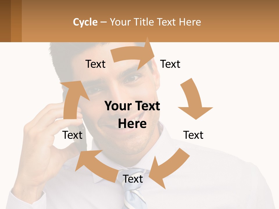 A Smiling Man Talking On A Cell Phone PowerPoint Template