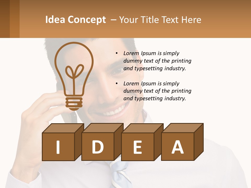 A Smiling Man Talking On A Cell Phone PowerPoint Template