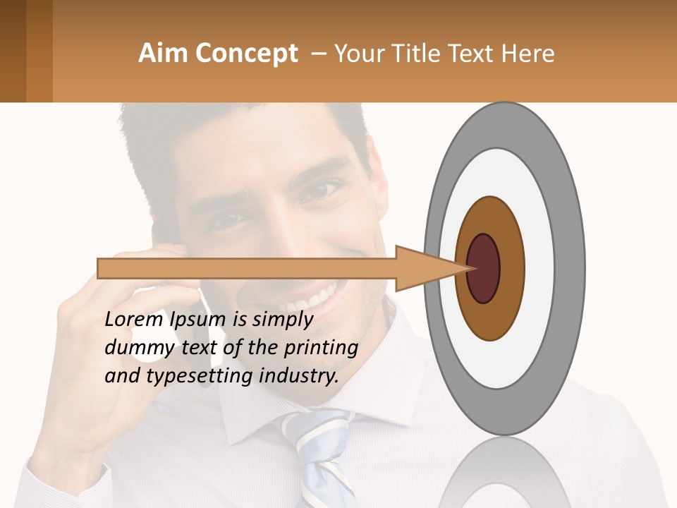 A Smiling Man Talking On A Cell Phone PowerPoint Template