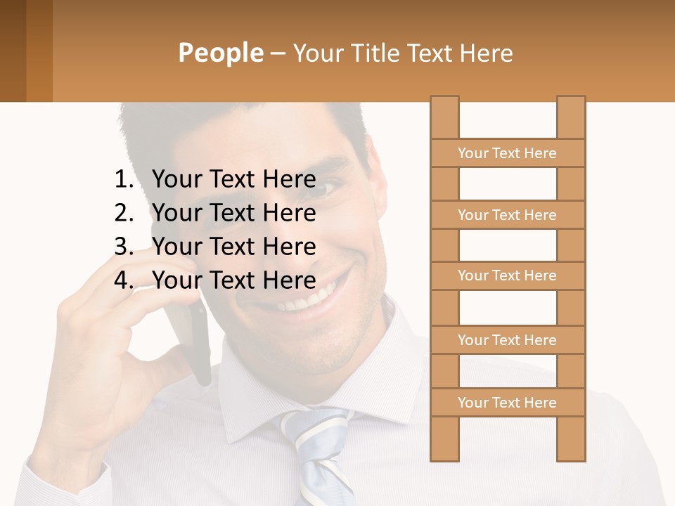 A Smiling Man Talking On A Cell Phone PowerPoint Template