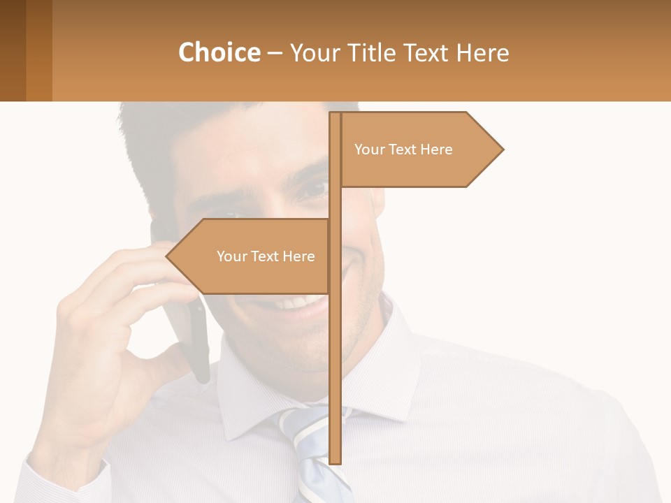 A Smiling Man Talking On A Cell Phone PowerPoint Template
