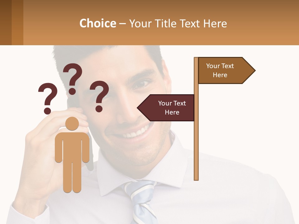 A Smiling Man Talking On A Cell Phone PowerPoint Template