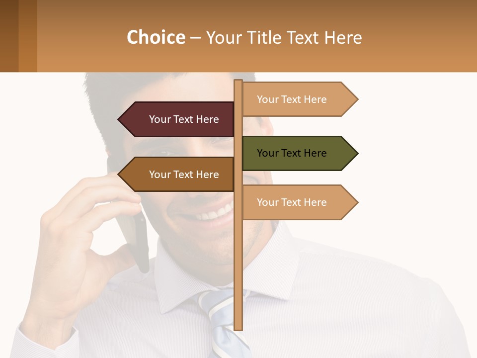 A Smiling Man Talking On A Cell Phone PowerPoint Template