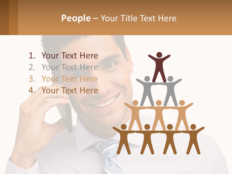 A Smiling Man Talking On A Cell Phone PowerPoint Template