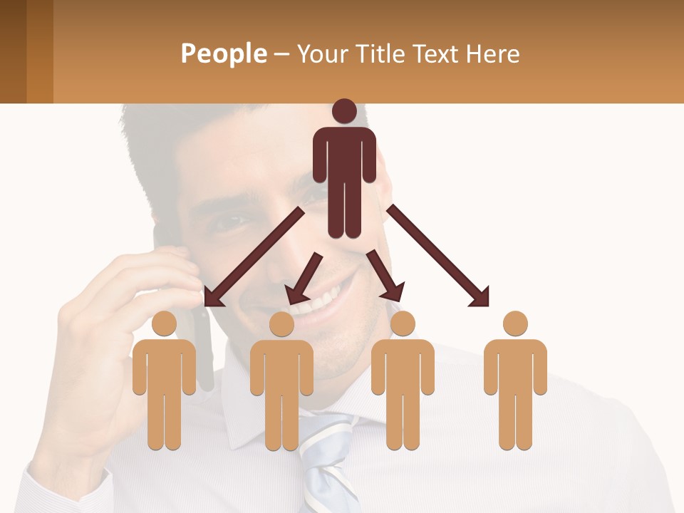 A Smiling Man Talking On A Cell Phone PowerPoint Template