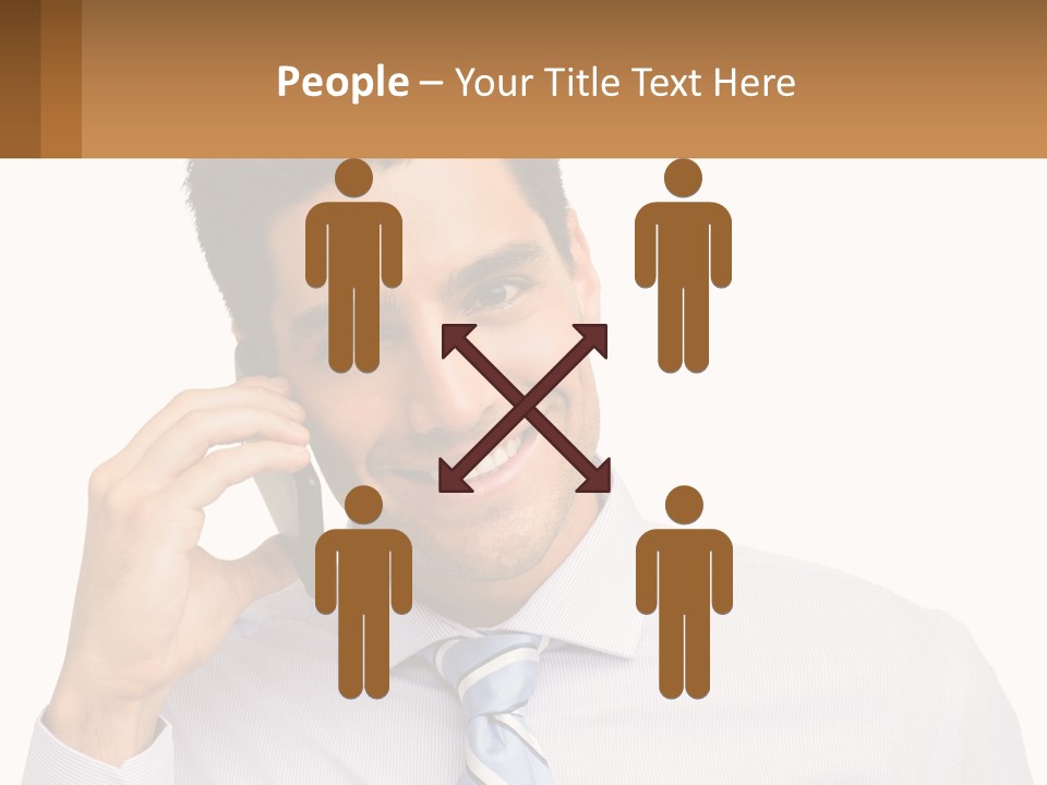 A Smiling Man Talking On A Cell Phone PowerPoint Template