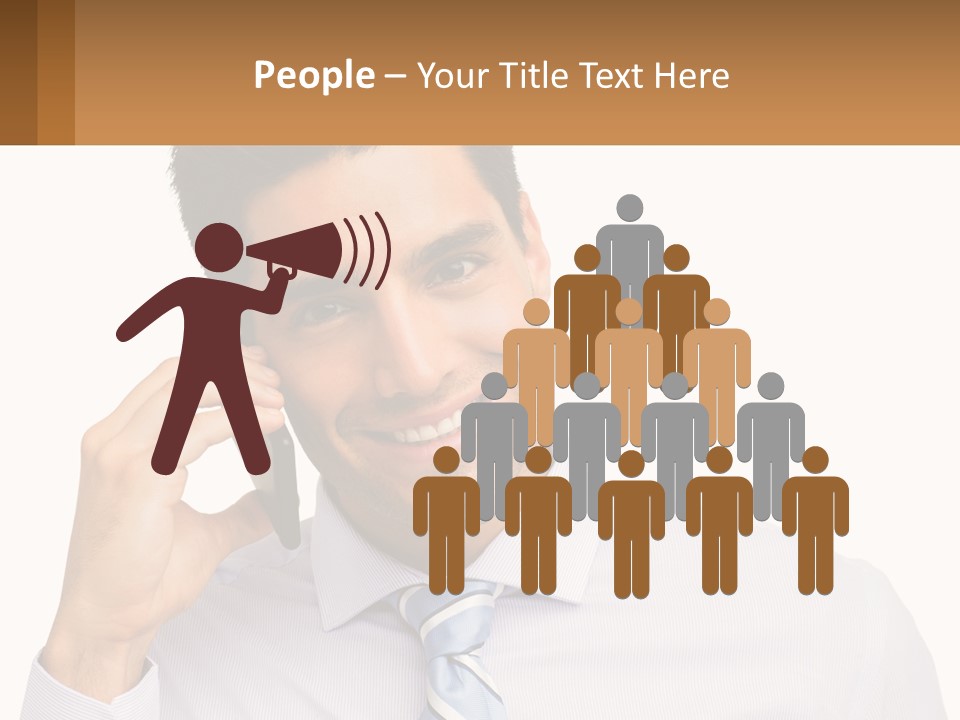 A Smiling Man Talking On A Cell Phone PowerPoint Template
