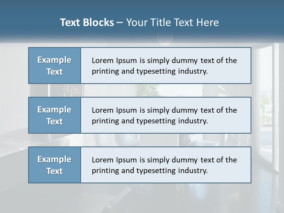 A Table And Chairs In A Room With A Large Window PowerPoint Template