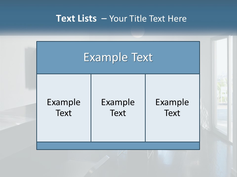 A Table And Chairs In A Room With A Large Window PowerPoint Template