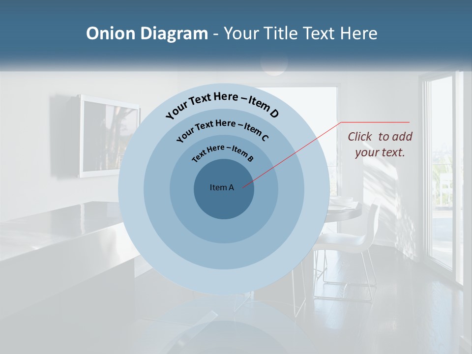 A Table And Chairs In A Room With A Large Window PowerPoint Template