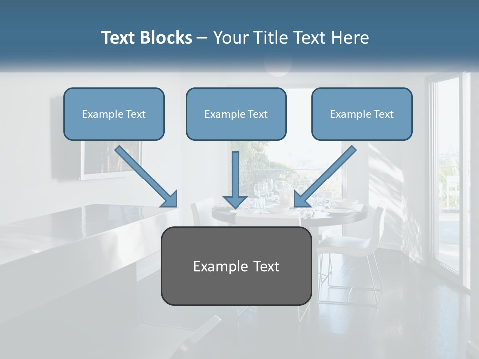 A Table And Chairs In A Room With A Large Window PowerPoint Template