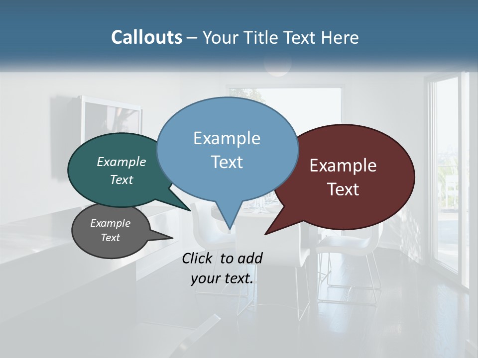 A Table And Chairs In A Room With A Large Window PowerPoint Template
