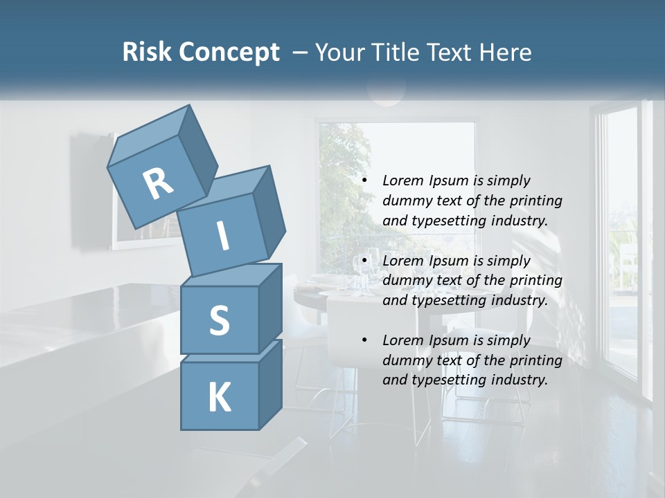 A Table And Chairs In A Room With A Large Window PowerPoint Template