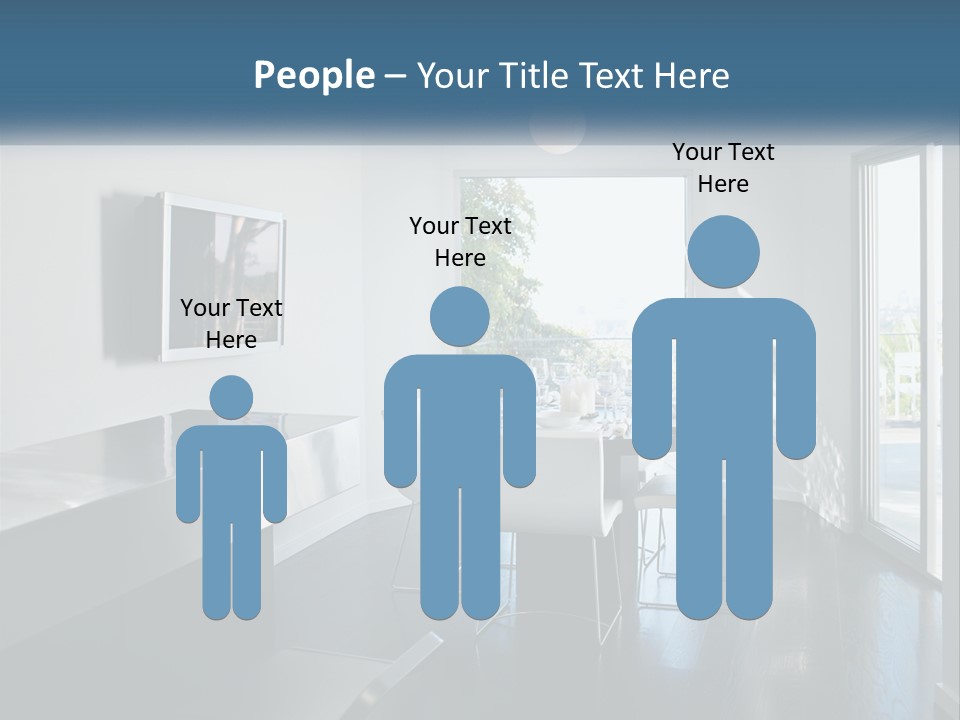 A Table And Chairs In A Room With A Large Window PowerPoint Template