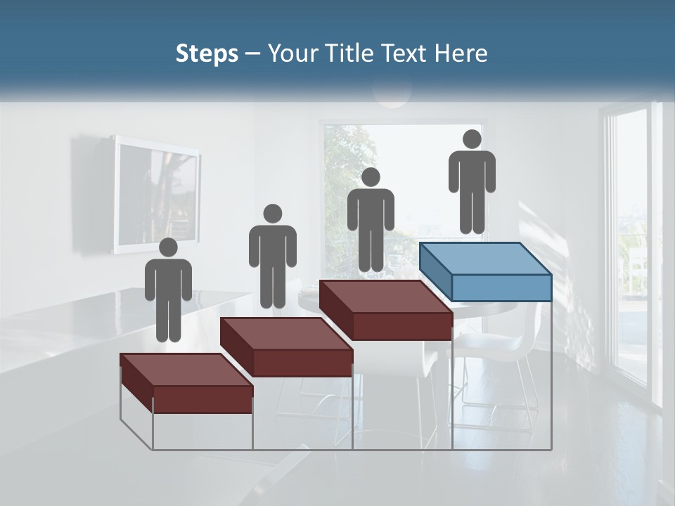 A Table And Chairs In A Room With A Large Window PowerPoint Template