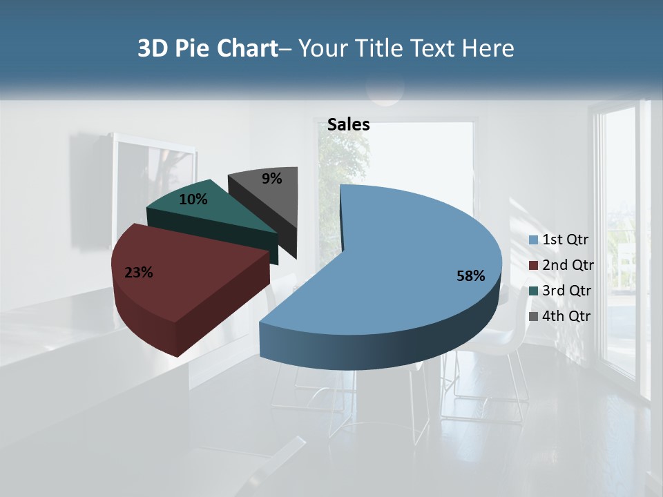 A Table And Chairs In A Room With A Large Window PowerPoint Template
