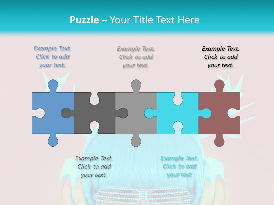 A Woman With Blue Hair And Sunglasses Is Holding Her Head PowerPoint Template