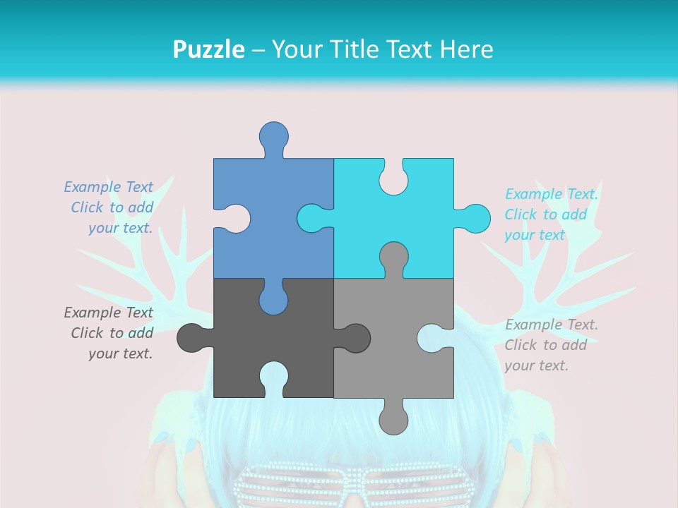 A Woman With Blue Hair And Sunglasses Is Holding Her Head PowerPoint Template