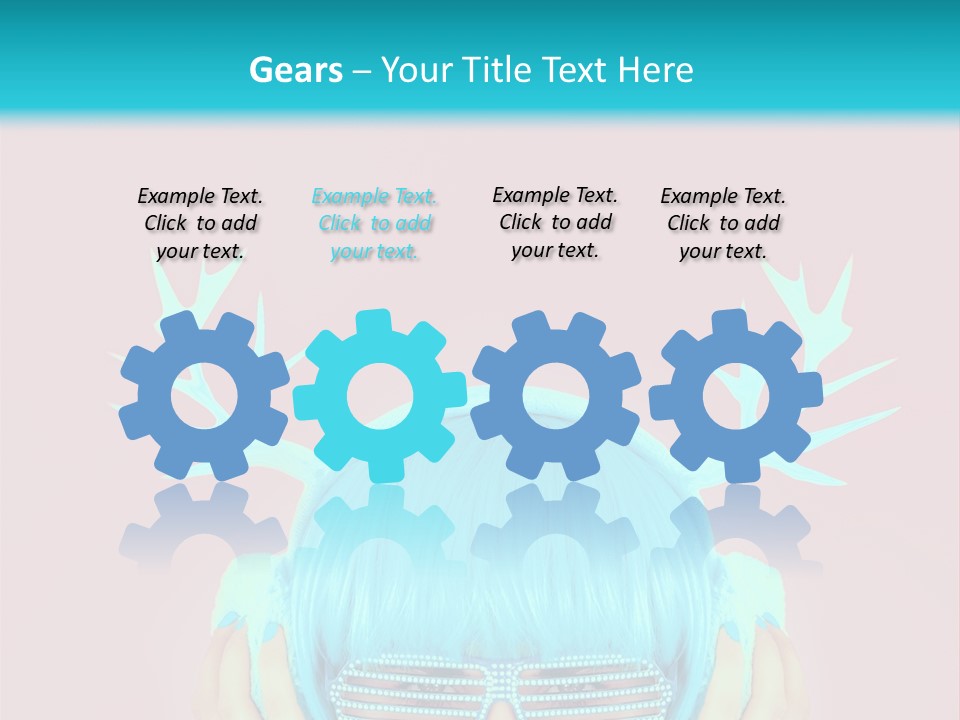 A Woman With Blue Hair And Sunglasses Is Holding Her Head PowerPoint Template