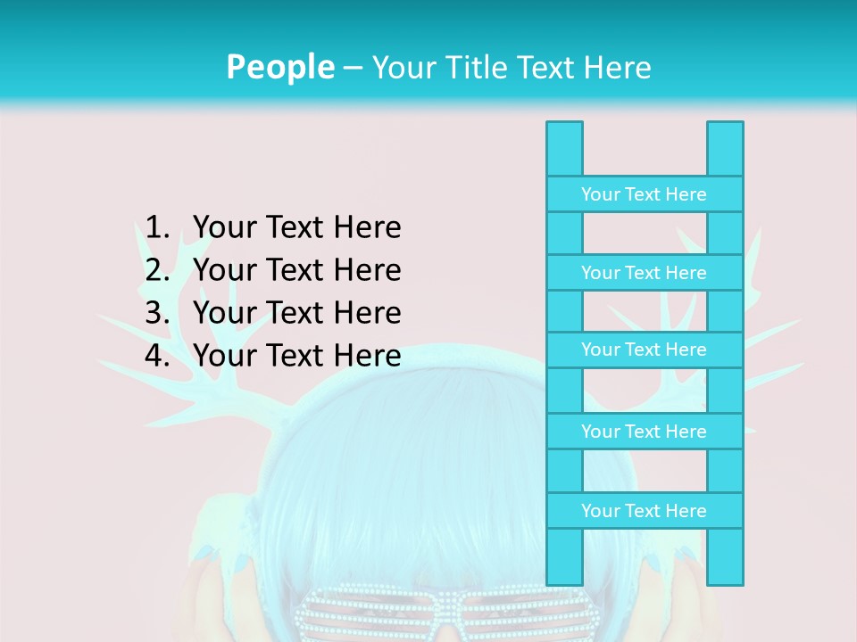 A Woman With Blue Hair And Sunglasses Is Holding Her Head PowerPoint Template