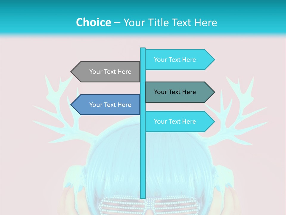 A Woman With Blue Hair And Sunglasses Is Holding Her Head PowerPoint Template