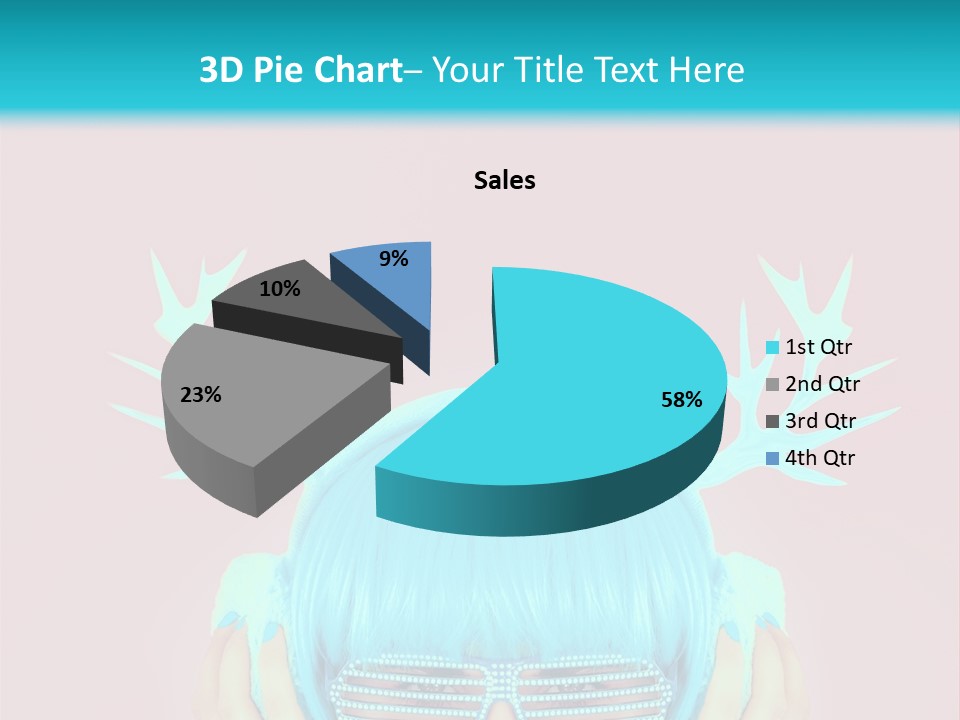 A Woman With Blue Hair And Sunglasses Is Holding Her Head PowerPoint Template