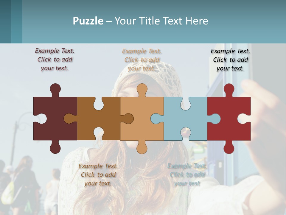 A Woman Taking A Picture With Her Cell Phone PowerPoint Template