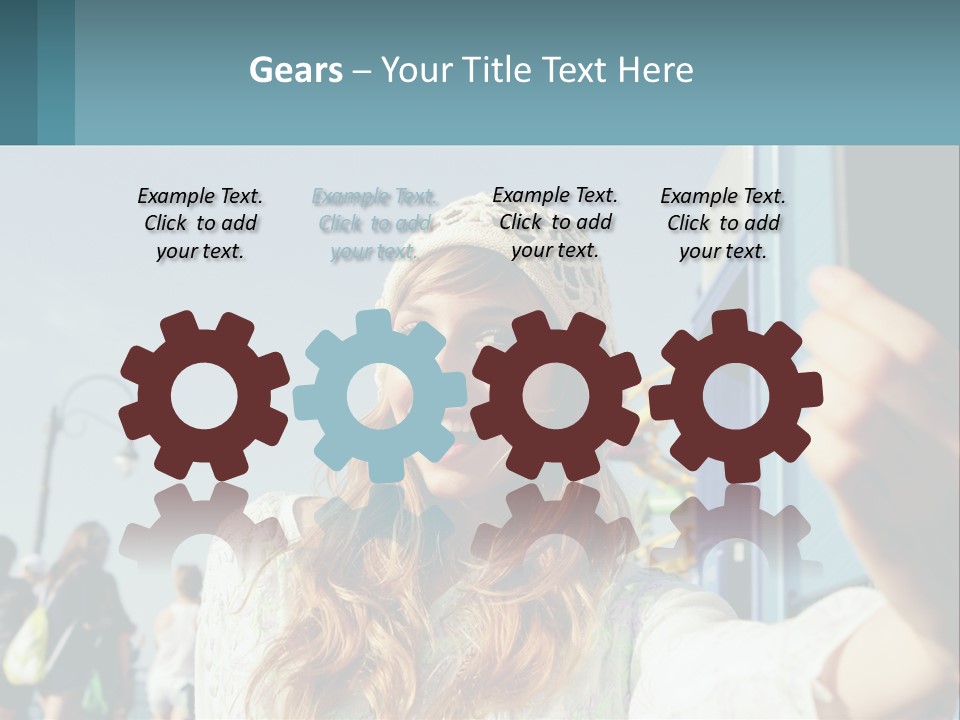 A Woman Taking A Picture With Her Cell Phone PowerPoint Template