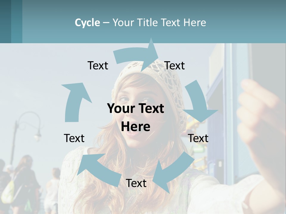 A Woman Taking A Picture With Her Cell Phone PowerPoint Template