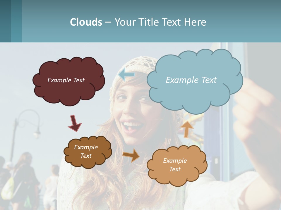 A Woman Taking A Picture With Her Cell Phone PowerPoint Template